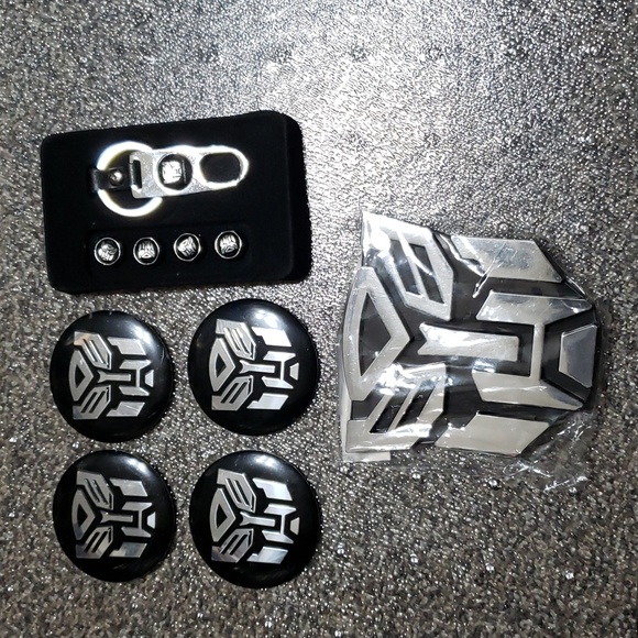 Transformers Autobot Keychain, Tire Valve Covers, Hubcap Decals, and Hood Decal - Picture 1 of 9